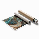 Glamorous Teal and Gold Floral Wall Art – Luxury Modern Decor