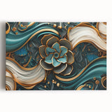 Glamorous Teal and Gold Floral Wall Art – Luxury Modern Decor