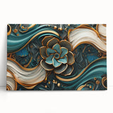Glamorous Teal and Gold Floral Wall Art – Luxury Modern Decor