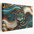 Glamorous Teal and Gold Floral Wall Art – Luxury Modern Decor