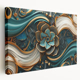 Glamorous Teal and Gold Floral Wall Art – Luxury Modern Decor