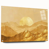 Glamorous Golden Mountain Wall Art – Luxury Modern Landscape Decor