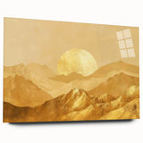 Glamorous Golden Mountain Wall Art – Luxury Modern Landscape Decor