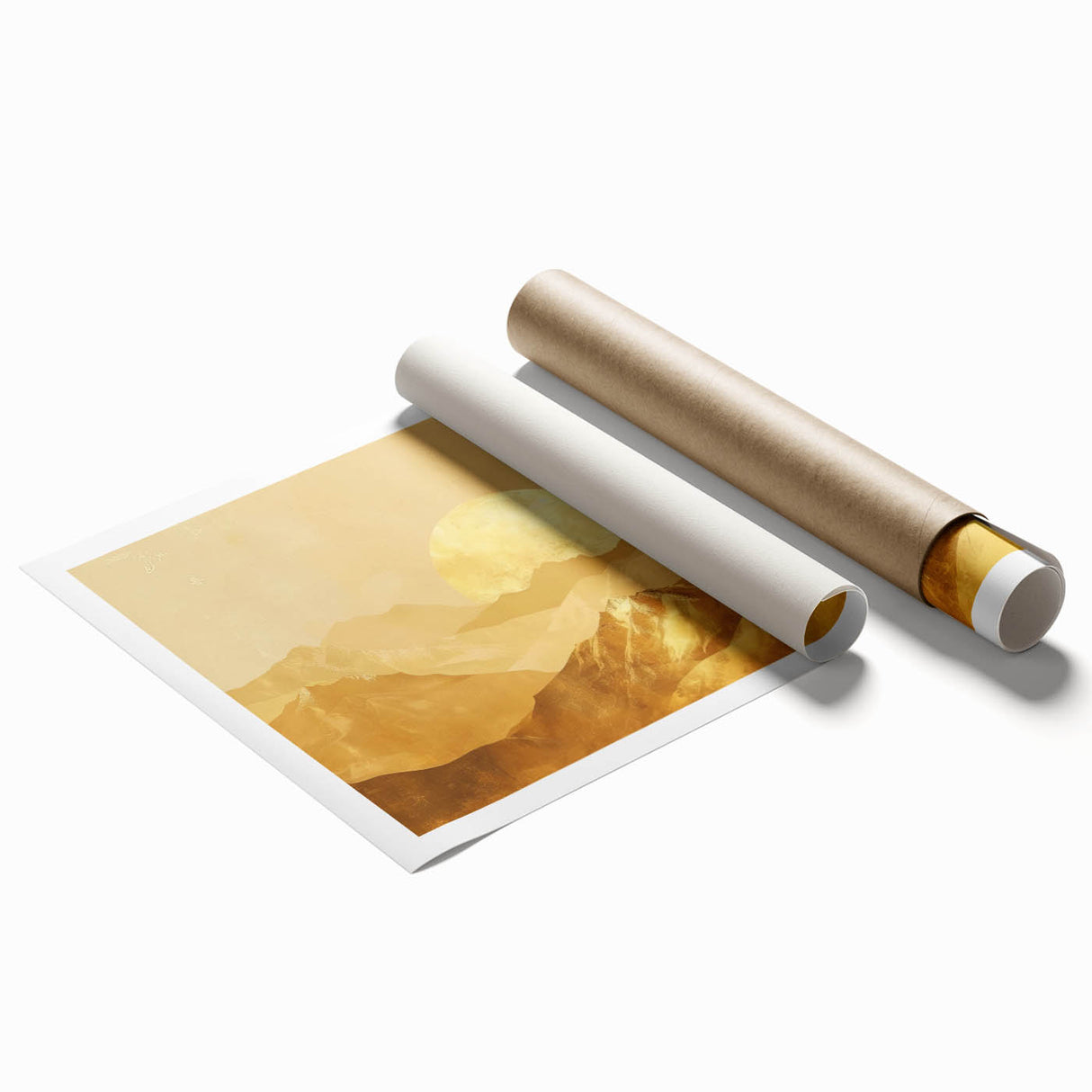 Glamorous Golden Mountain Wall Art – Luxury Modern Landscape Decor