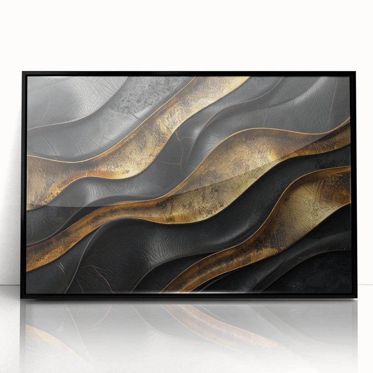 Glamorous Black and Gold Abstract Wall Art – Luxury Modern Decor