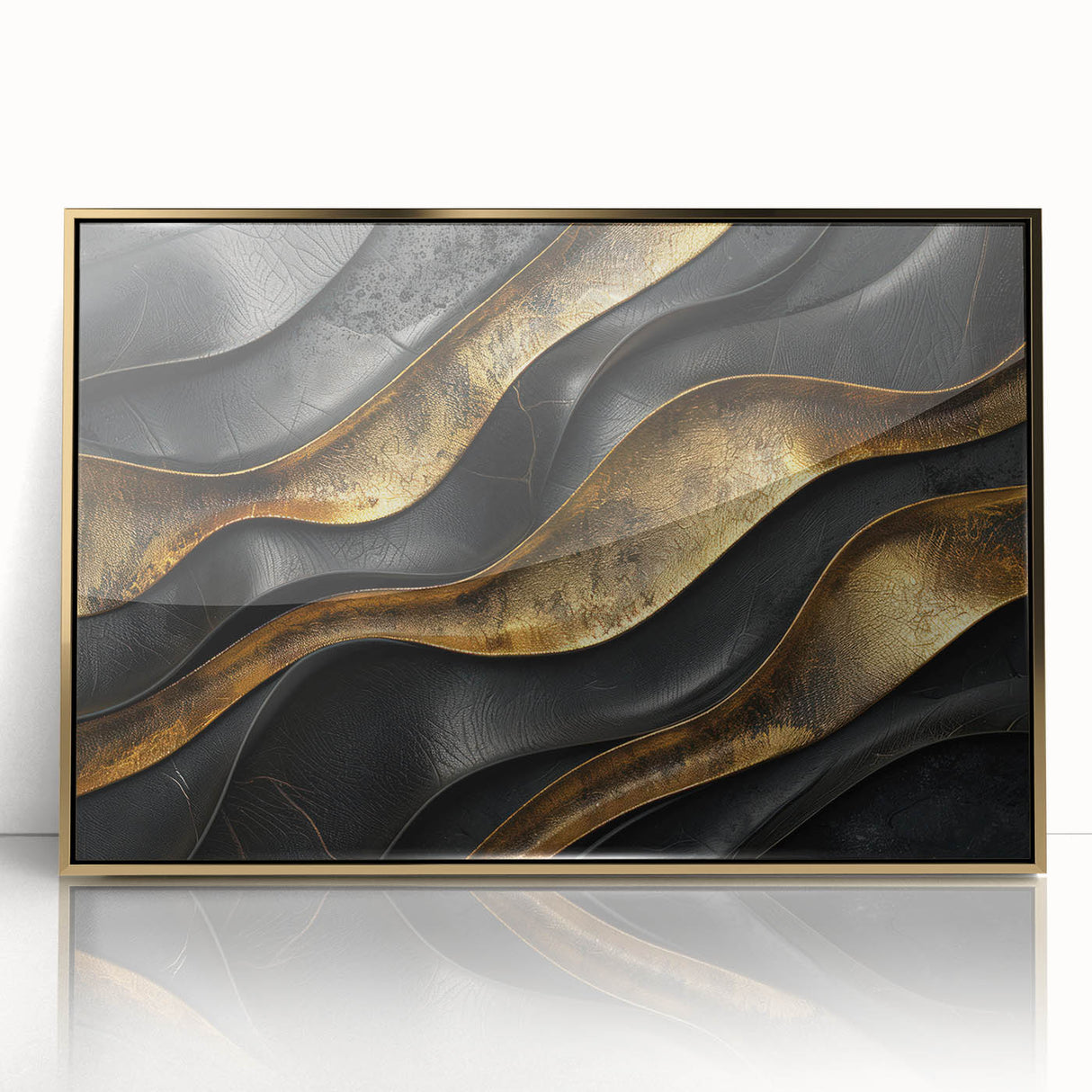 Glamorous Black and Gold Abstract Wall Art – Luxury Modern Decor