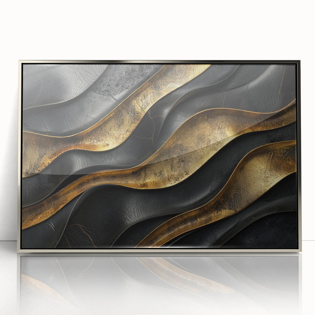 Glamorous Black and Gold Abstract Wall Art – Luxury Modern Decor