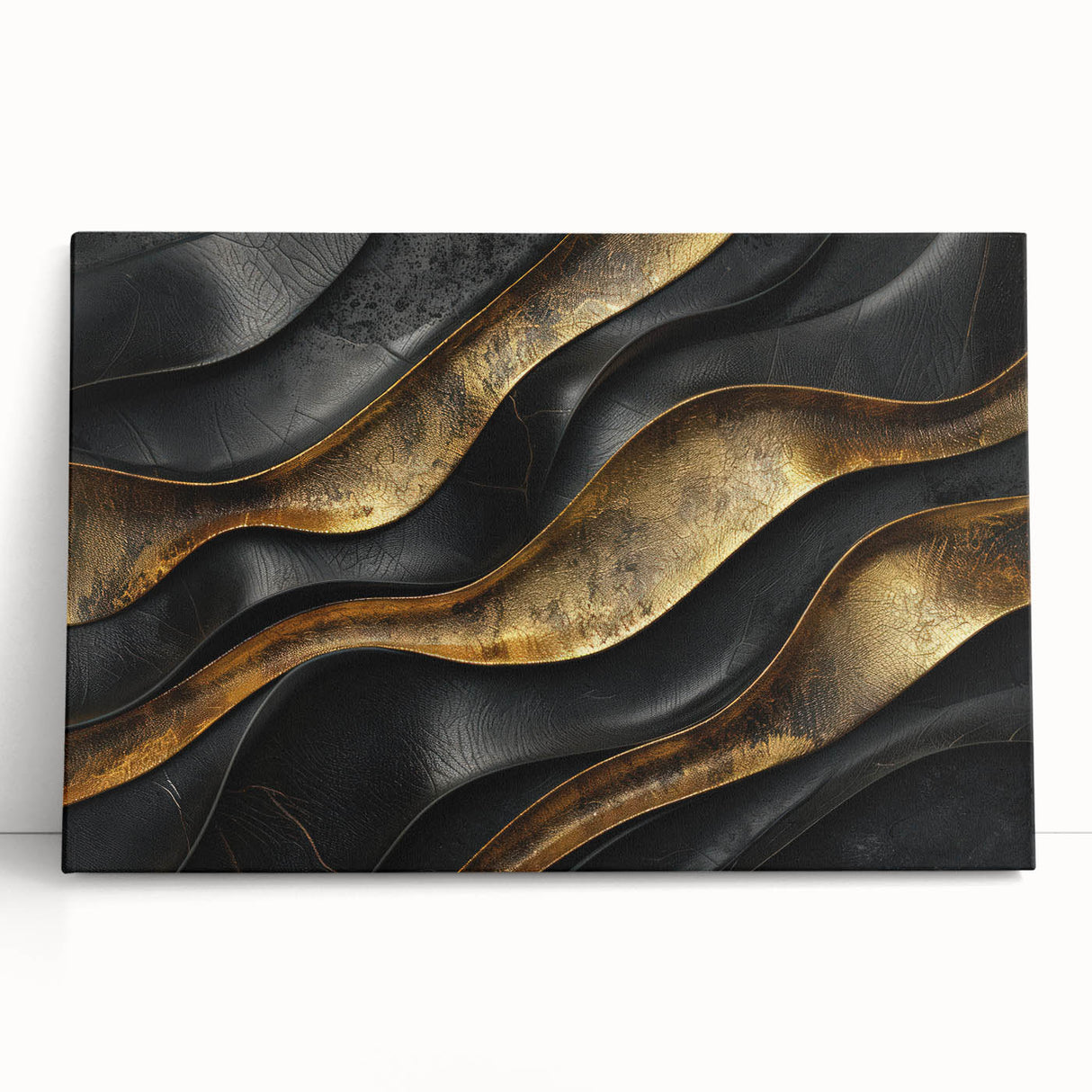 Glamorous Black and Gold Abstract Wall Art – Luxury Modern Decor