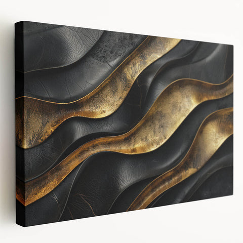 Glamorous Black and Gold Abstract Wall Art – Luxury Modern Decor