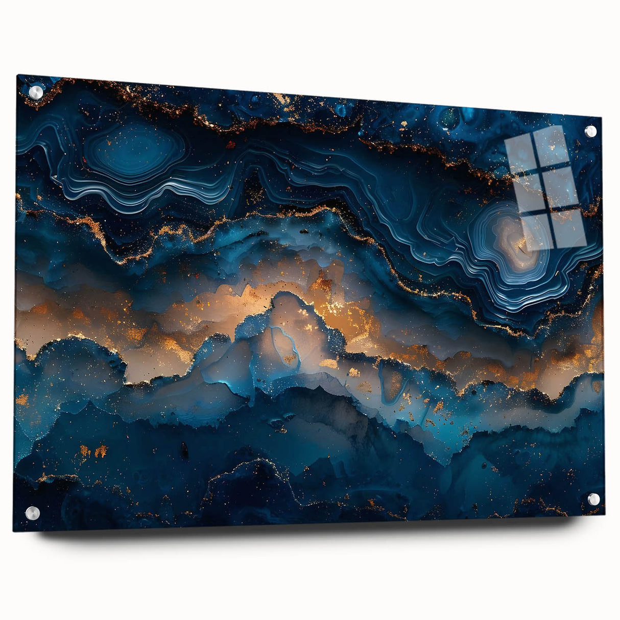 Glamorous Blue and Gold Abstract Wall Art – Luxury Modern Decor