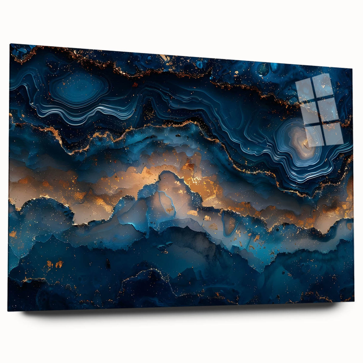 Glamorous Blue and Gold Abstract Wall Art – Luxury Modern Decor