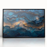 Glamorous Blue and Gold Abstract Wall Art – Luxury Modern Decor