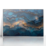 Glamorous Blue and Gold Abstract Wall Art – Luxury Modern Decor