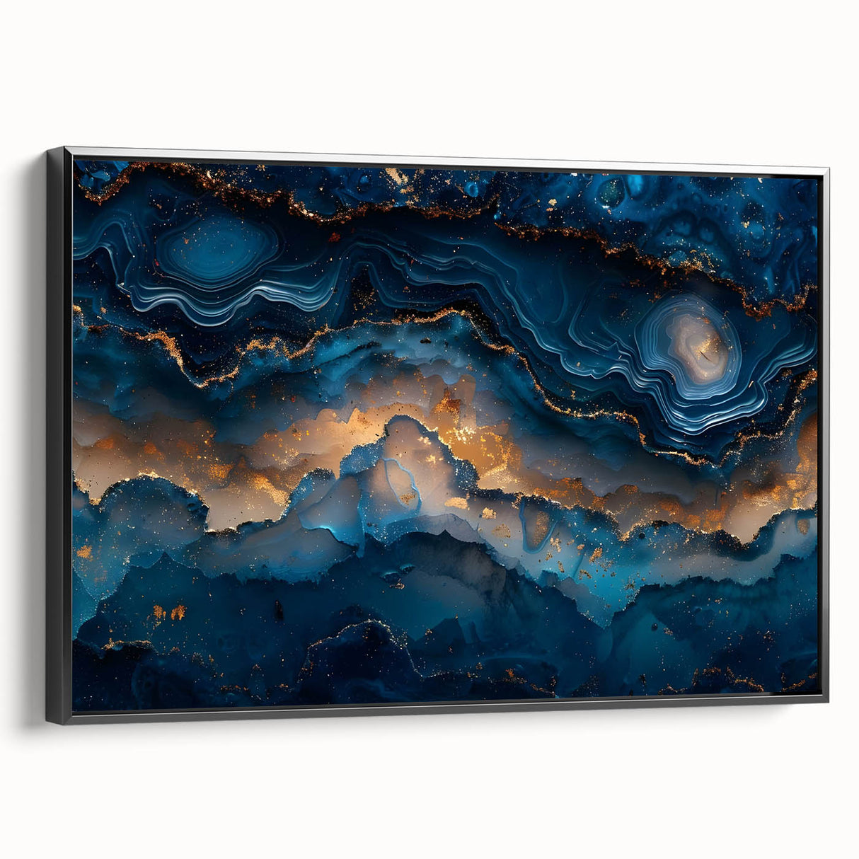 Glamorous Blue and Gold Abstract Wall Art – Luxury Modern Decor