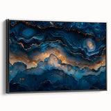 Glamorous Blue and Gold Abstract Wall Art – Luxury Modern Decor