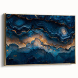 Glamorous Blue and Gold Abstract Wall Art – Luxury Modern Decor