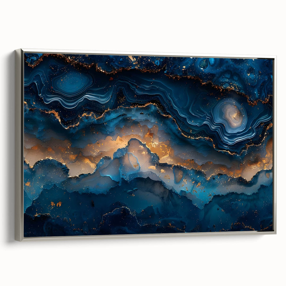 Glamorous Blue and Gold Abstract Wall Art – Luxury Modern Decor