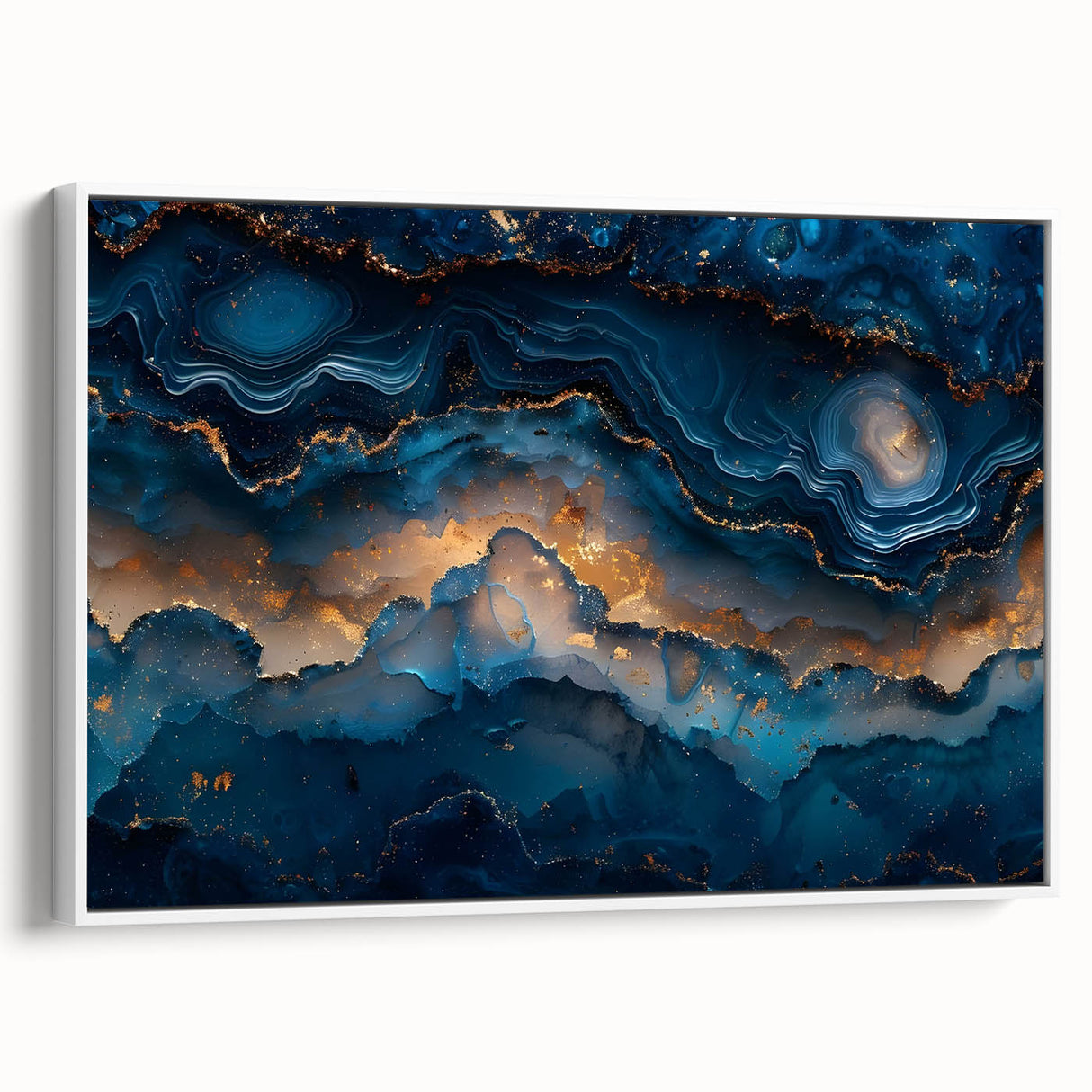 Glamorous Blue and Gold Abstract Wall Art – Luxury Modern Decor