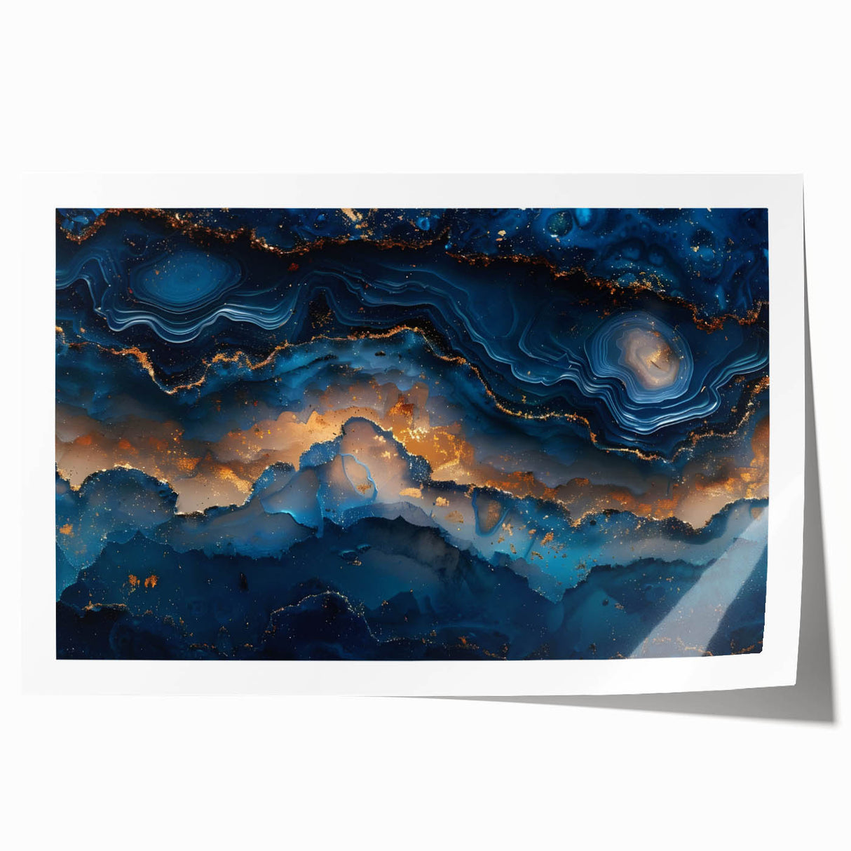 Glamorous Blue and Gold Abstract Wall Art – Luxury Modern Decor