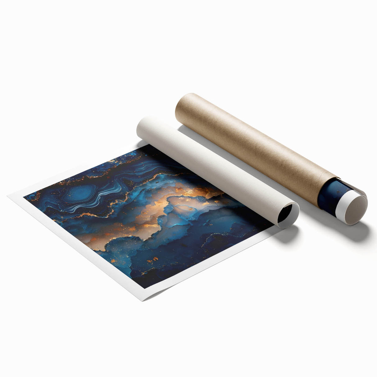 Glamorous Blue and Gold Abstract Wall Art – Luxury Modern Decor