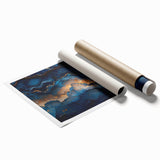 Glamorous Blue and Gold Abstract Wall Art – Luxury Modern Decor