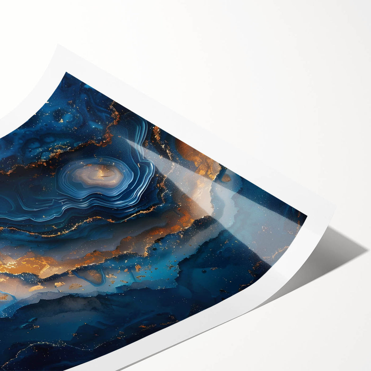 Glamorous Blue and Gold Abstract Wall Art – Luxury Modern Decor