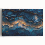 Glamorous Blue and Gold Abstract Wall Art – Luxury Modern Decor