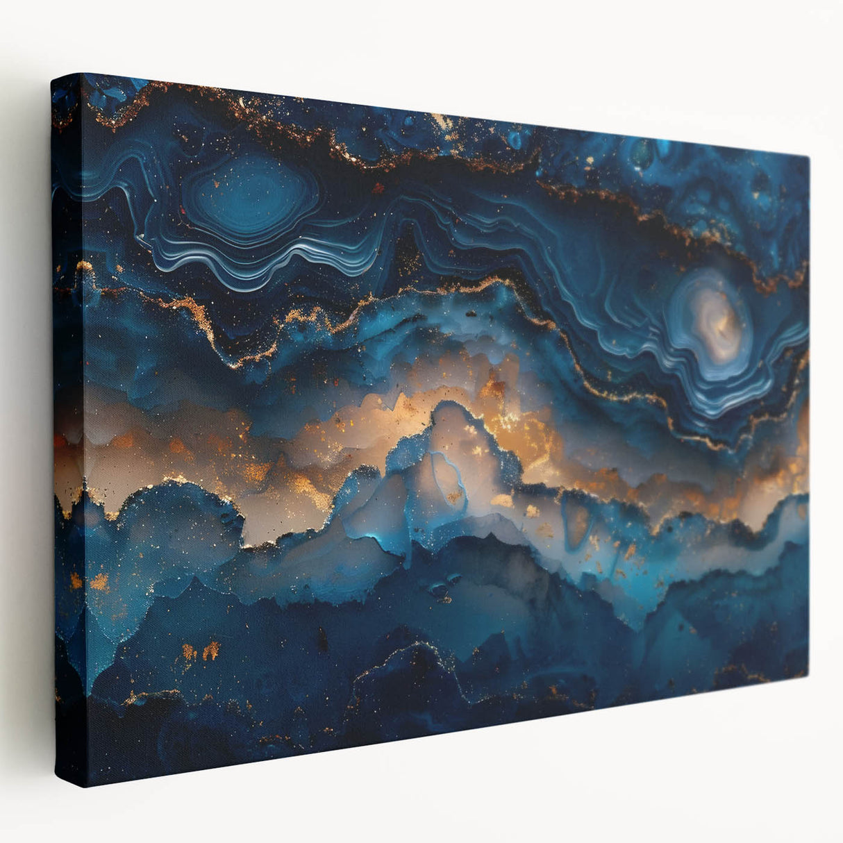 Glamorous Blue and Gold Abstract Wall Art – Luxury Modern Decor