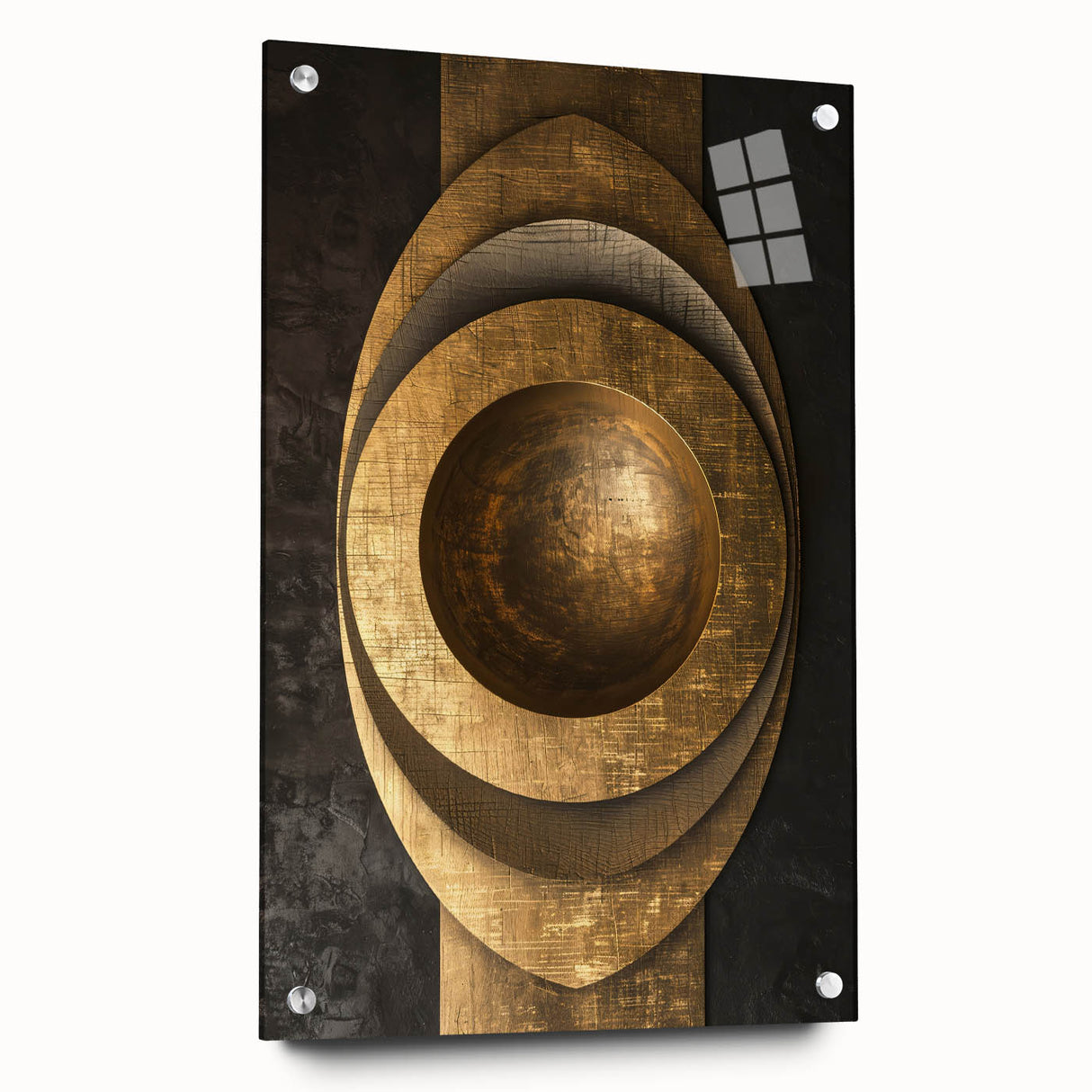 Bold Bronze Geometric Wall Art – Modern Glam Metallic Statement Piece