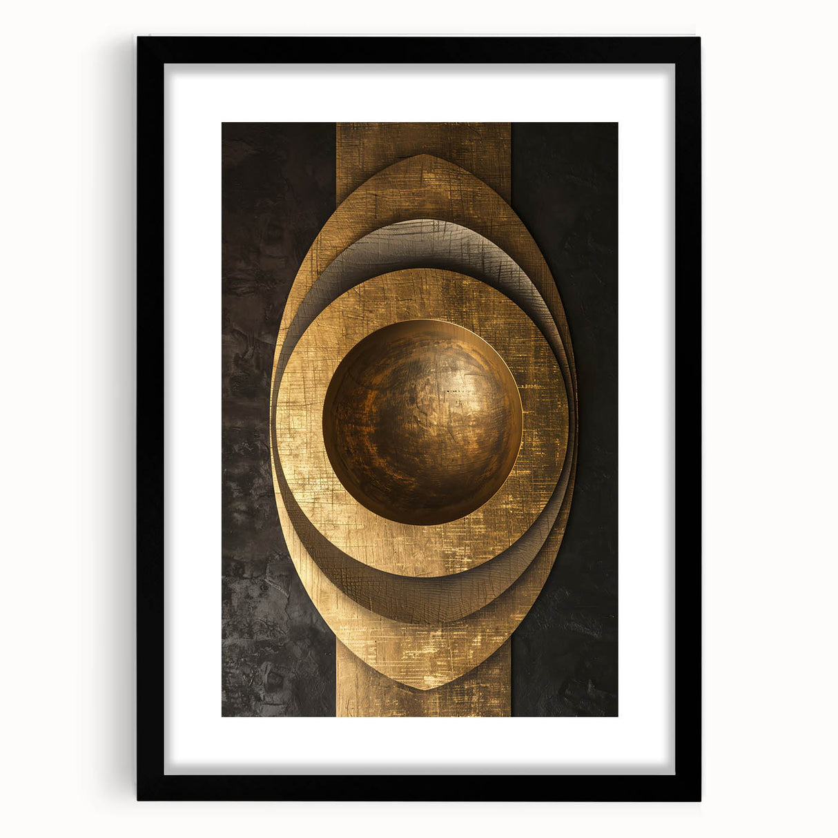 Bold Bronze Geometric Wall Art – Modern Glam Metallic Statement Piece