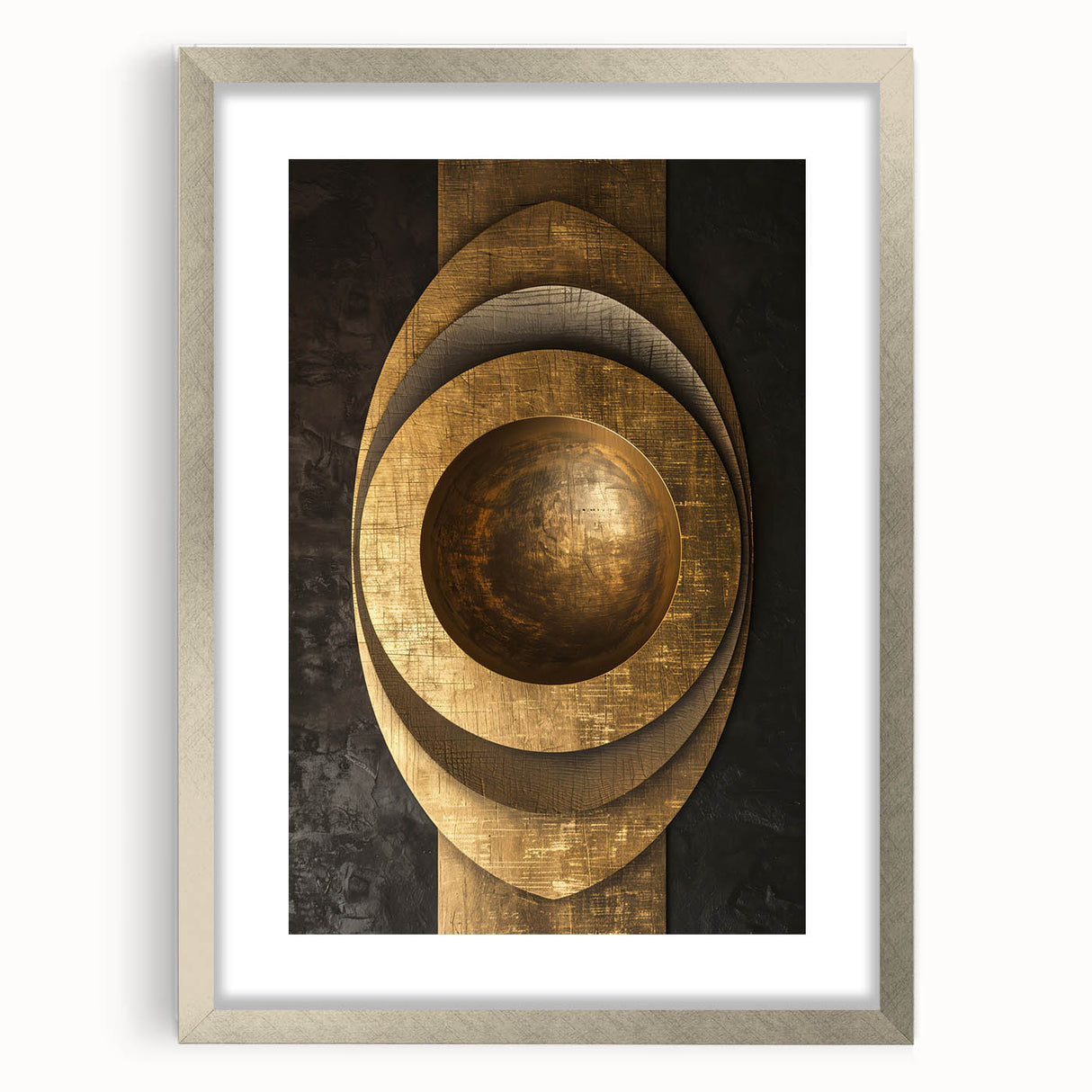 Bold Bronze Geometric Wall Art – Modern Glam Metallic Statement Piece