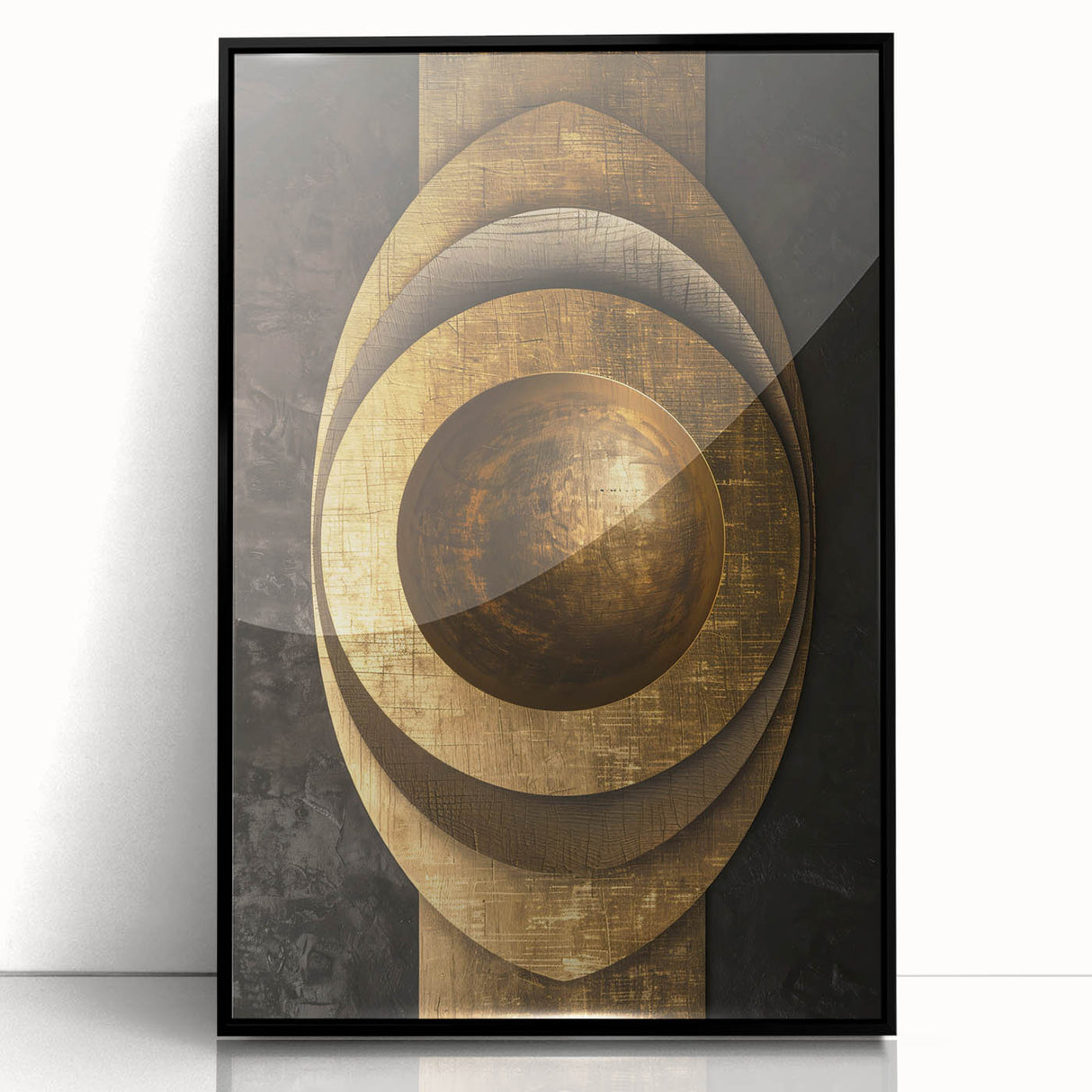 Bold Bronze Geometric Wall Art – Modern Glam Metallic Statement Piece