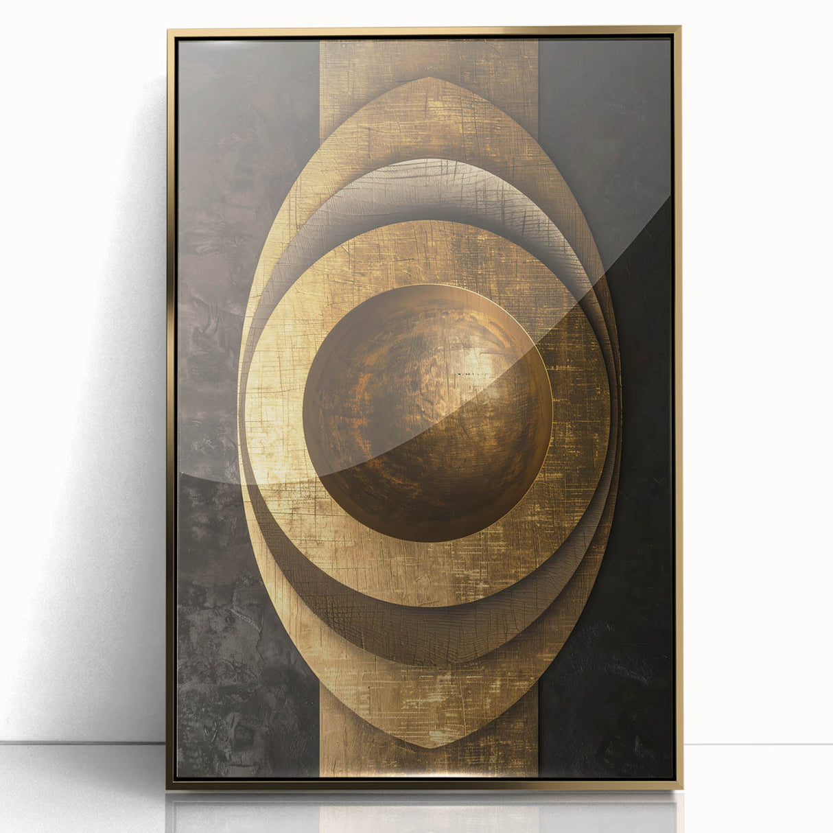 Bold Bronze Geometric Wall Art – Modern Glam Metallic Statement Piece
