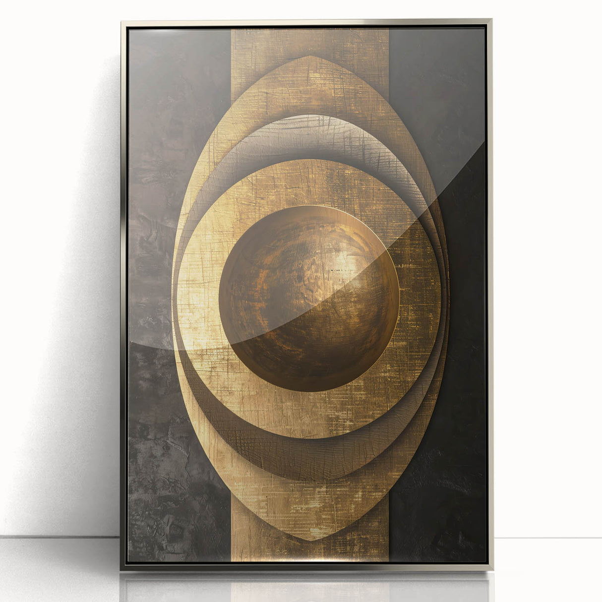 Bold Bronze Geometric Wall Art – Modern Glam Metallic Statement Piece
