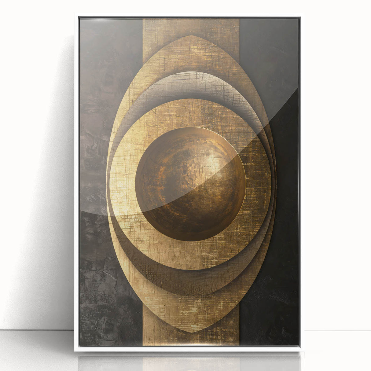 Bold Bronze Geometric Wall Art – Modern Glam Metallic Statement Piece