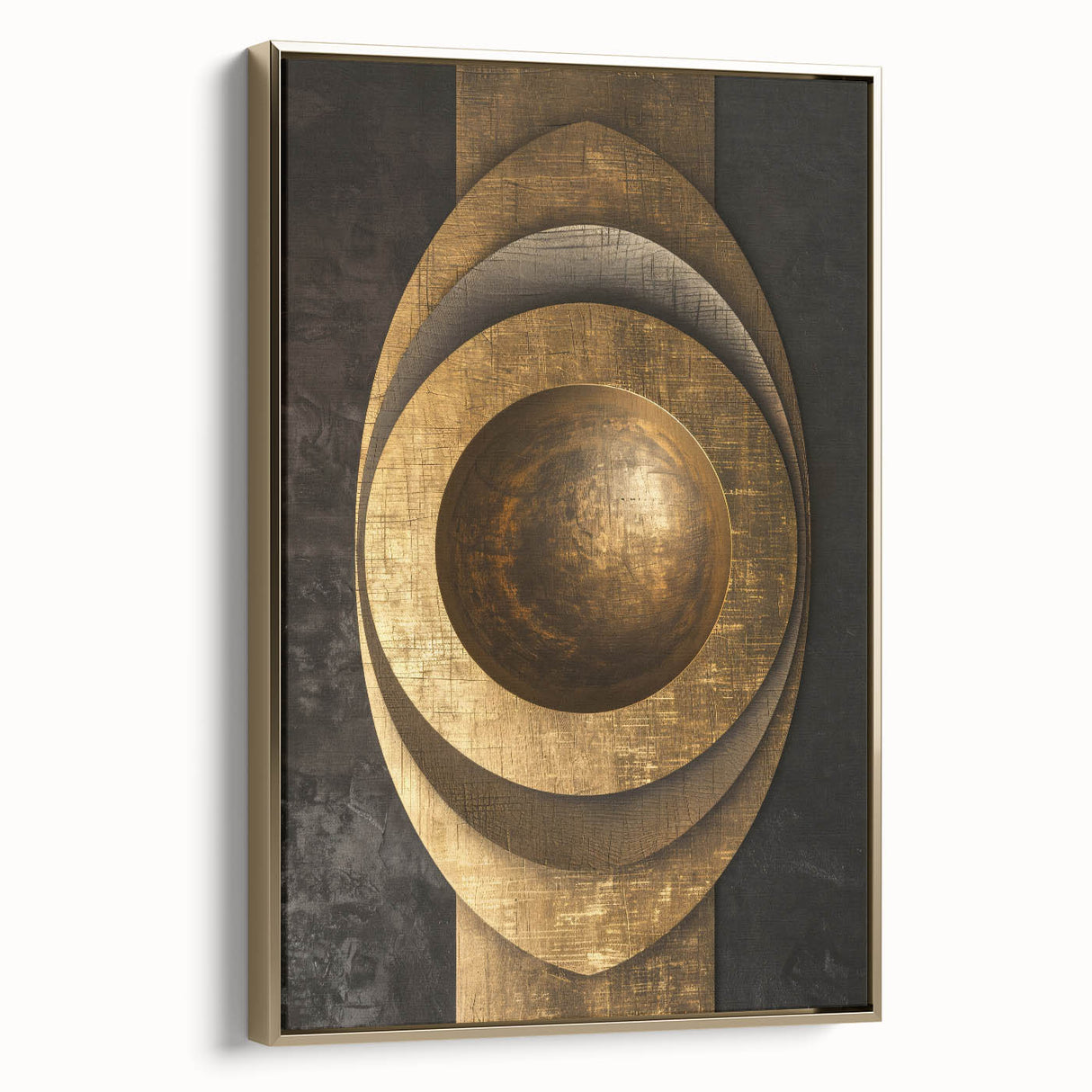 Bold Bronze Geometric Wall Art – Modern Glam Metallic Statement Piece