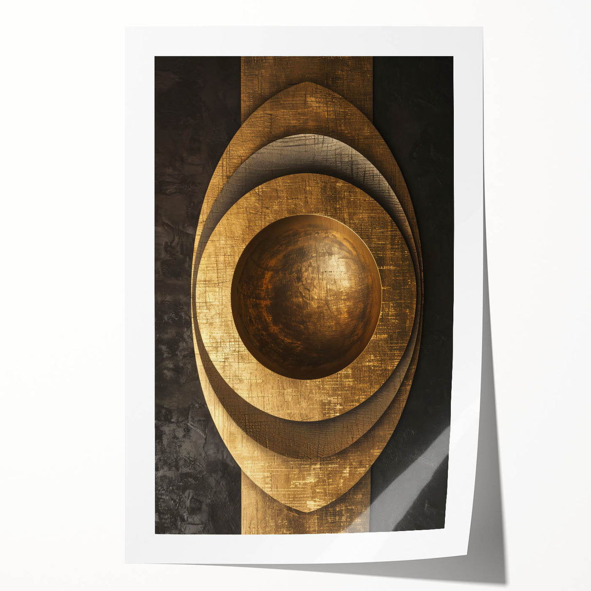 Bold Bronze Geometric Wall Art – Modern Glam Metallic Statement Piece