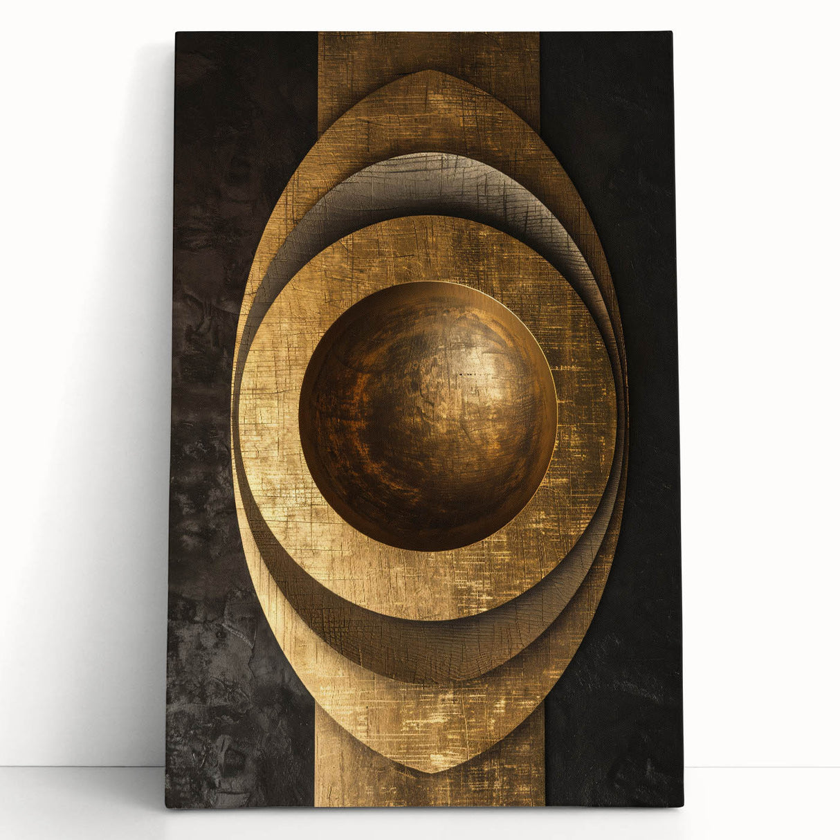 Bold Bronze Geometric Wall Art – Modern Glam Metallic Statement Piece