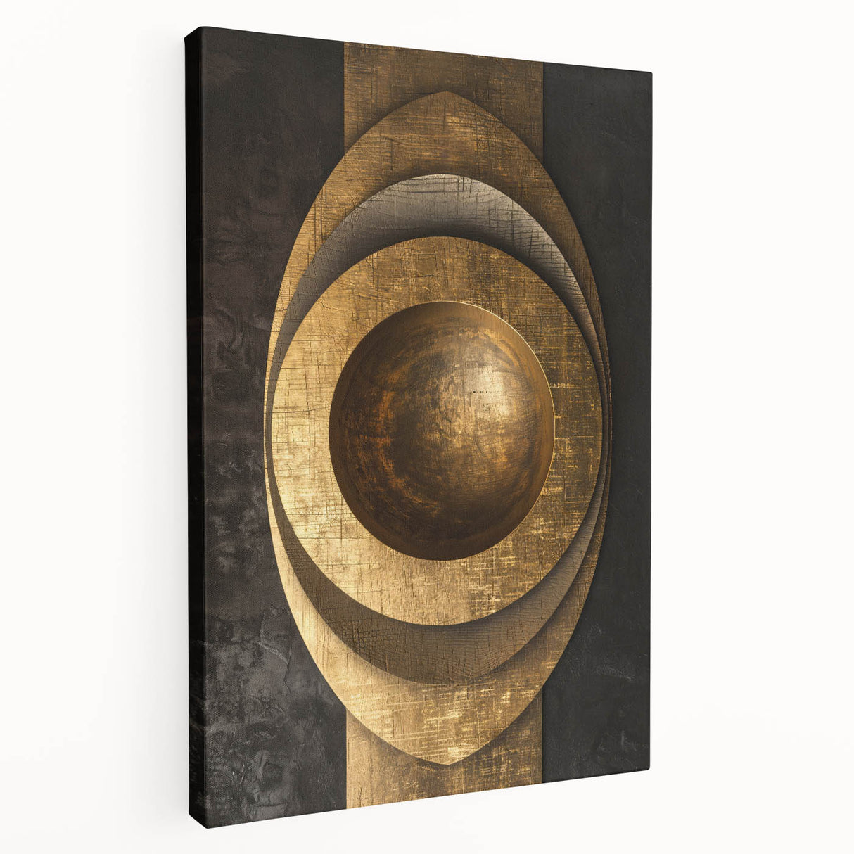 Bold Bronze Geometric Wall Art – Modern Glam Metallic Statement Piece