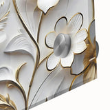 Glamorous White and Gold Floral Wall Art – Luxury Modern Decor