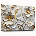 Glamorous White and Gold Floral Wall Art – Luxury Modern Decor