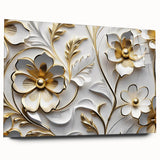Glamorous White and Gold Floral Wall Art – Luxury Modern Decor