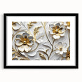 Glamorous White and Gold Floral Wall Art – Luxury Modern Decor