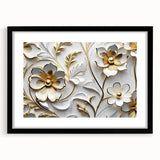Glamorous White and Gold Floral Wall Art – Luxury Modern Decor