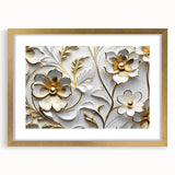 Glamorous White and Gold Floral Wall Art – Luxury Modern Decor