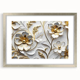 Glamorous White and Gold Floral Wall Art – Luxury Modern Decor