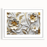 Glamorous White and Gold Floral Wall Art – Luxury Modern Decor