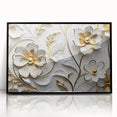 Glamorous White and Gold Floral Wall Art – Luxury Modern Decor