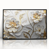 Glamorous White and Gold Floral Wall Art – Luxury Modern Decor