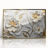 Glamorous White and Gold Floral Wall Art – Luxury Modern Decor
